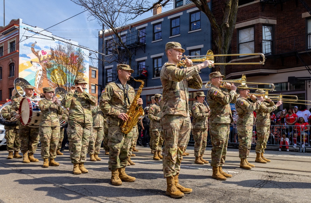 338th Army Band participates in Cincinnati Reds Opening Day Parade