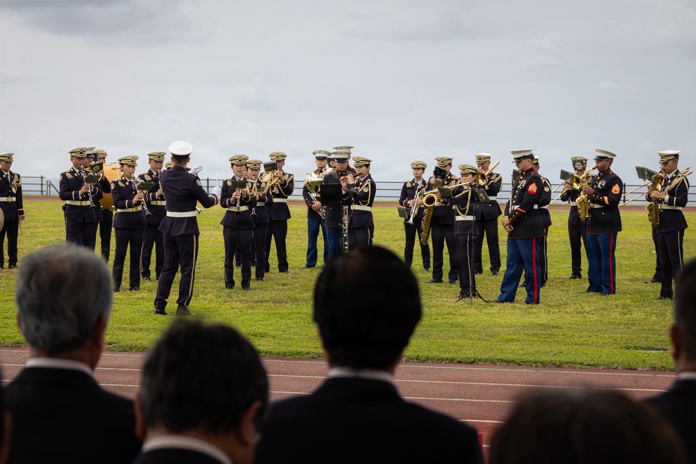 III MEF, JGSDF Bands Perform for Leaders for Camp Yonaguni 10th Anniversary