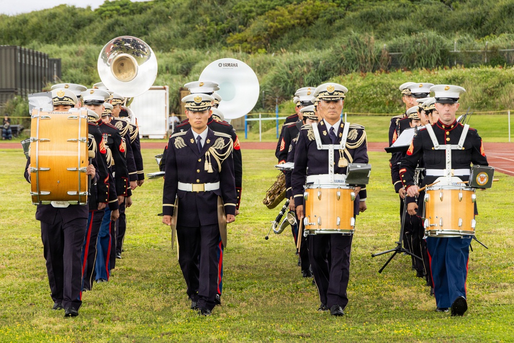 III MEF, JGSDF Bands Perform for Leaders for Camp Yonaguni 10th Anniversary