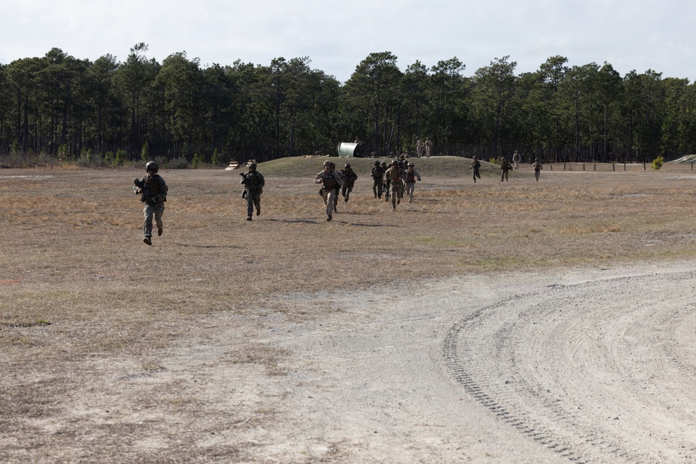 Marines with Advanced Infantry Training Company perform a Combined Arms Live Fire Exercise