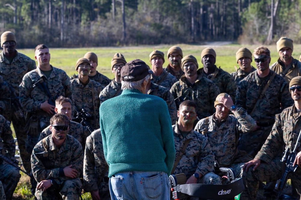 World War II veteran visits Infantry Unit Leaders Course to view Combined Arms Live Fire Exercise