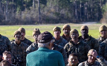 World War II veteran visits Infantry Unit Leaders Course to view Combined Arms Live Fire Exercise