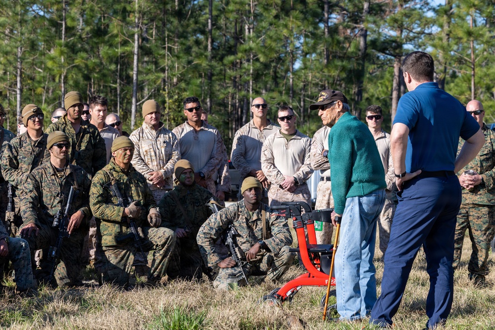 World War II veteran visits Infantry Unit Leaders Course to view Combined Arms Live Fire Exercise