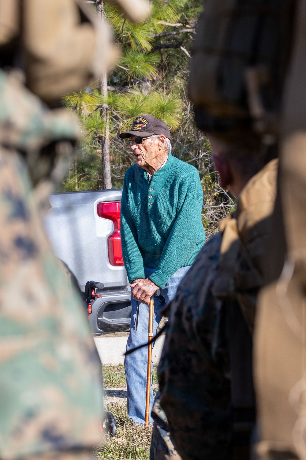 World War II veteran visits Infantry Unit Leaders Course to view Combined Arms Live Fire Exercise