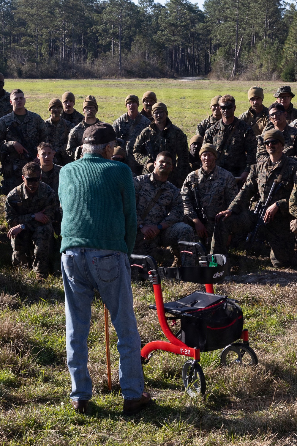 World War II veteran visits Infantry Unit Leaders Course to view Combined Arms Live Fire Exercise