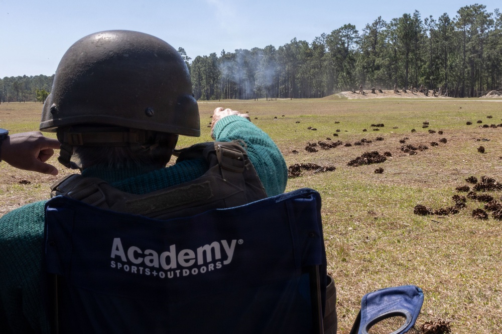 World War II veteran visits Infantry Unit Leaders Course to view Combined Arms Live Fire Exercise