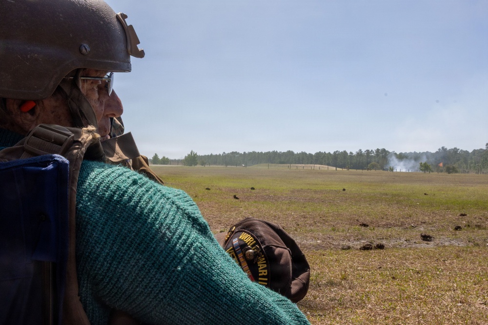 World War II veteran visits Infantry Unit Leaders Course to view Combined Arms Live Fire Exercise