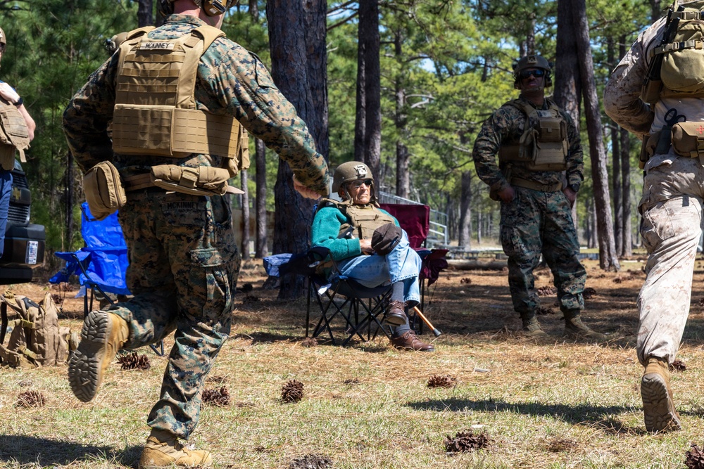World War II veteran visits Infantry Unit Leaders Course to view Combined Arms Live Fire Exercise