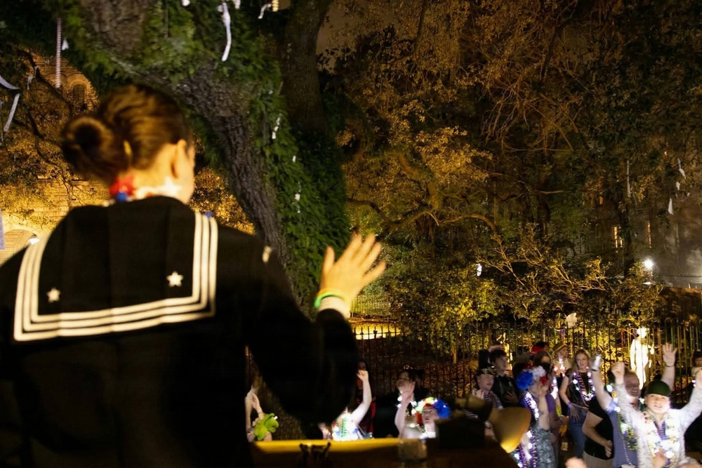 Navy Band Southeast performs at Krewe of Bacchus Parade aboard the USS Constitution Float - New Orleans, LA