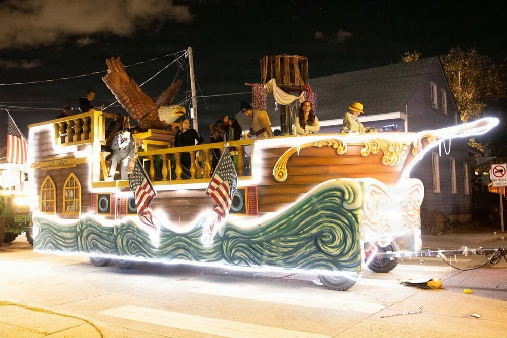 Navy Band Southeast performs at Krewe of Bacchus Parade aboard the USS Constitution Float - New Orleans, LA