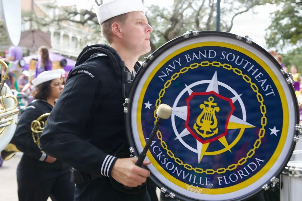 Navy Band Southeast performs at Krewe of Tucks Parade (Mardi Gras) - New Orleans, LA