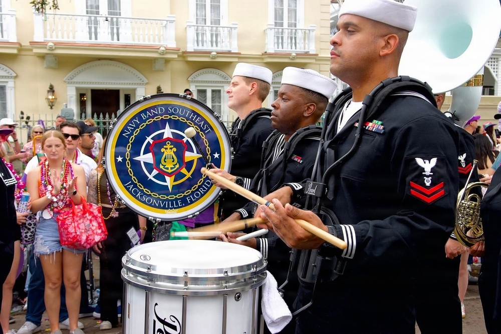 Navy Band Southeast performs at Krewe of Tucks Parade (Mardi Gras) - New Orleans, LA