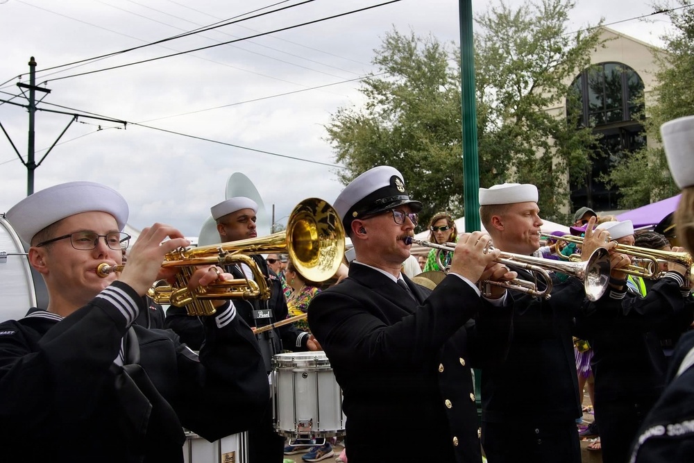 Navy Band Southeast performs at Krewe of Tucks Parade (Mardi Gras) - New Orleans, LA
