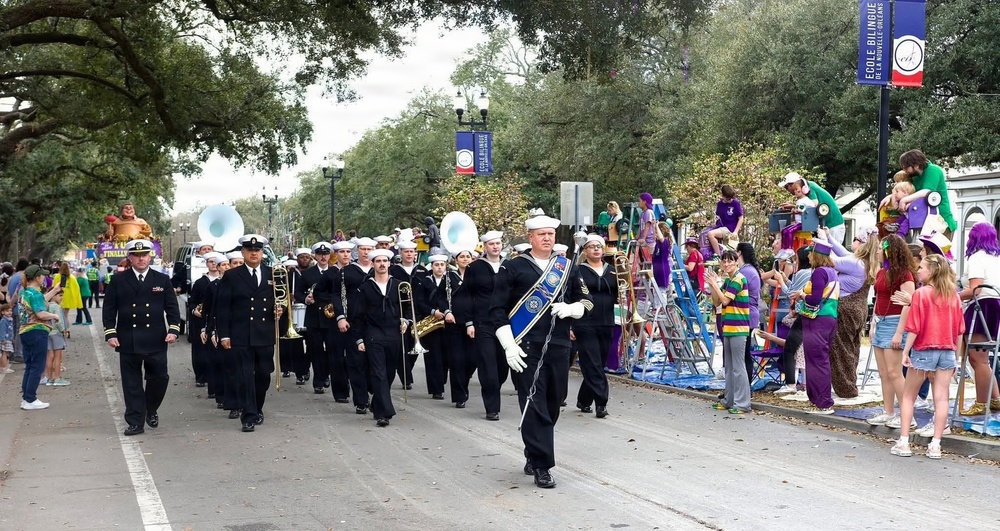 Navy Band Southeast performs at Krewe of Tucks Parade (Mardi Gras) - New Orleans, LA