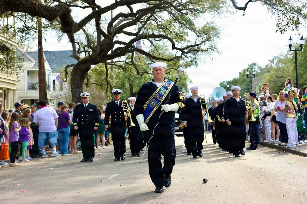 Navy Band Southeast performs at Krewe of Tucks Parade (Mardi Gras) - New Orleans, LA