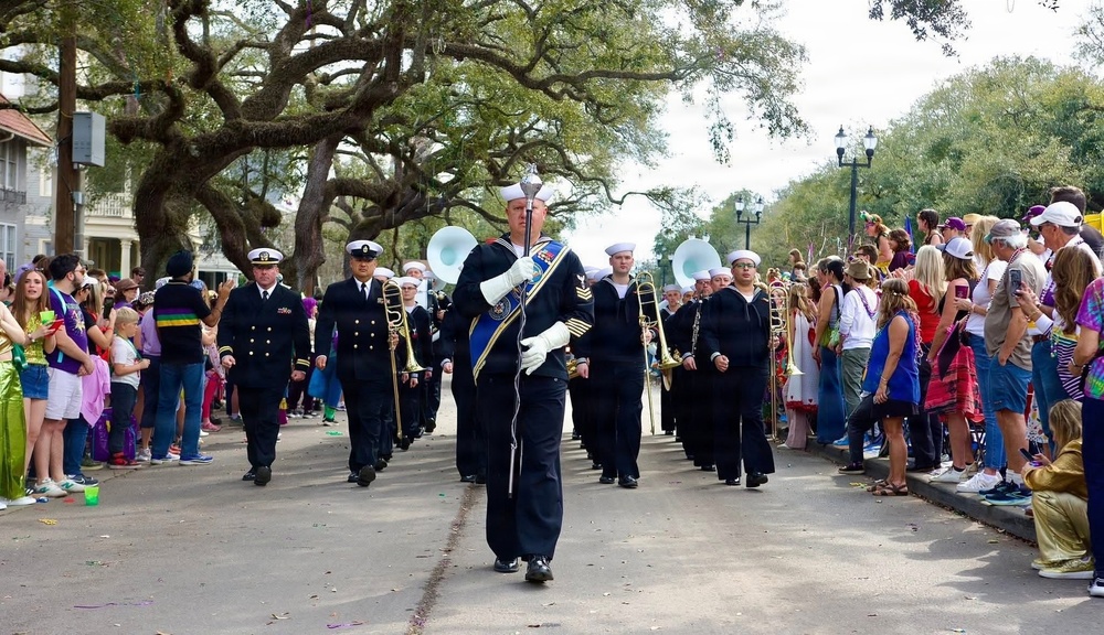 Navy Band Southeast performs at Krewe of Tucks Parade (Mardi Gras) - New Orleans, LA