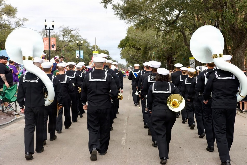 Navy Band Southeast performs at Krewe of Tucks Parade (Mardi Gras) - New Orleans, LA