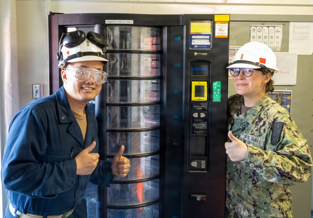 Vending Machine Grand Opening Onboard the USS Green Bay’s Barge