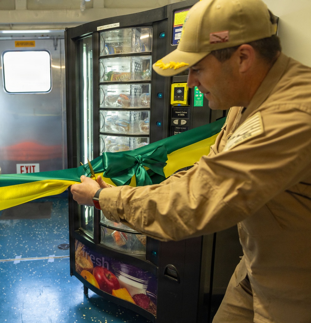 Vending Machine Grand Opening Onboard the USS Green Bay’s Barge