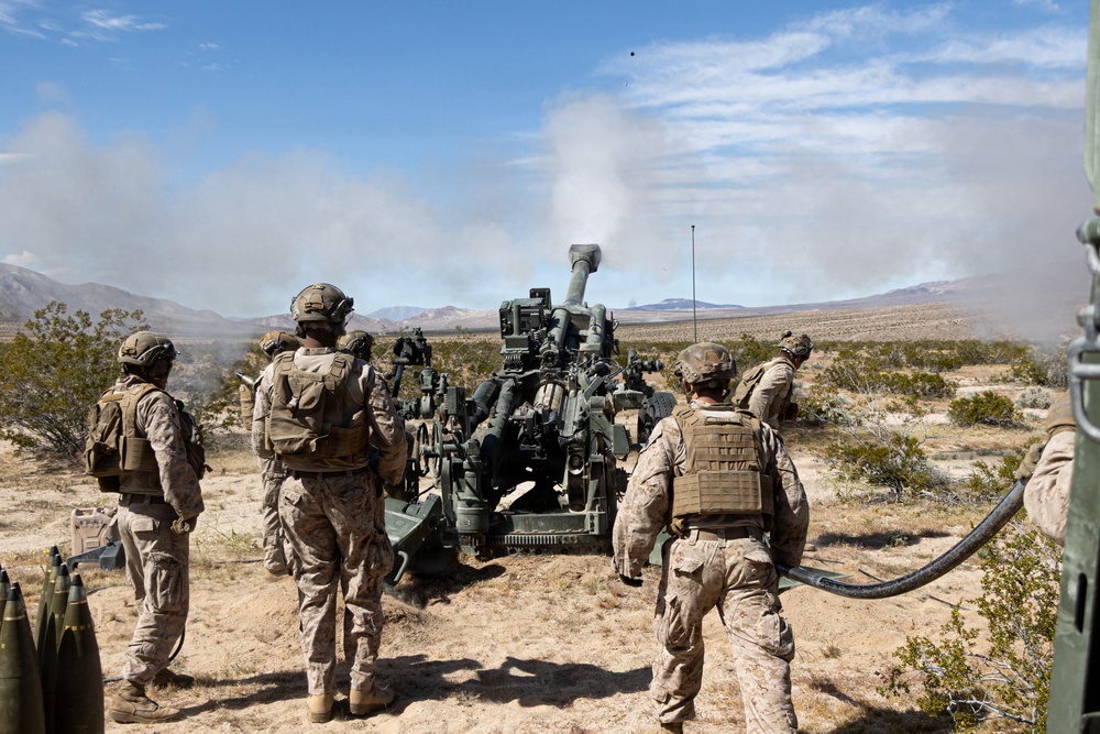 U.S. Marines conduct artillery displacement training
