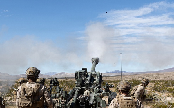 U.S. Marines conduct artillery displacement training