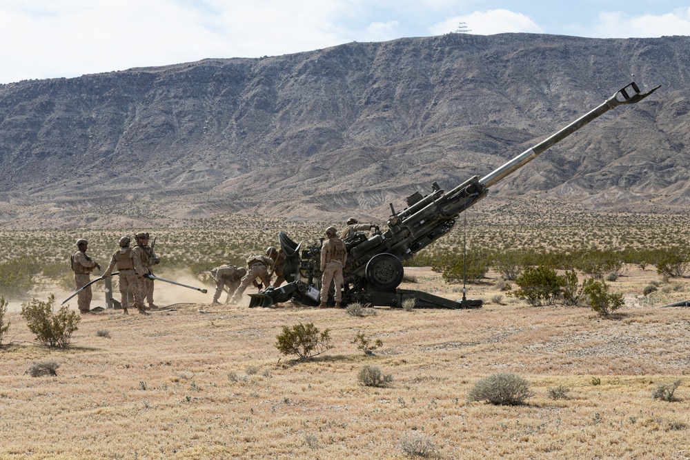 U.S. Marines conduct artillery displacement training