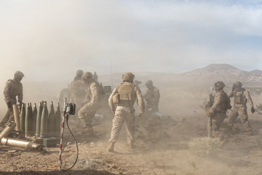 U.S. Marines conduct artillery displacement training