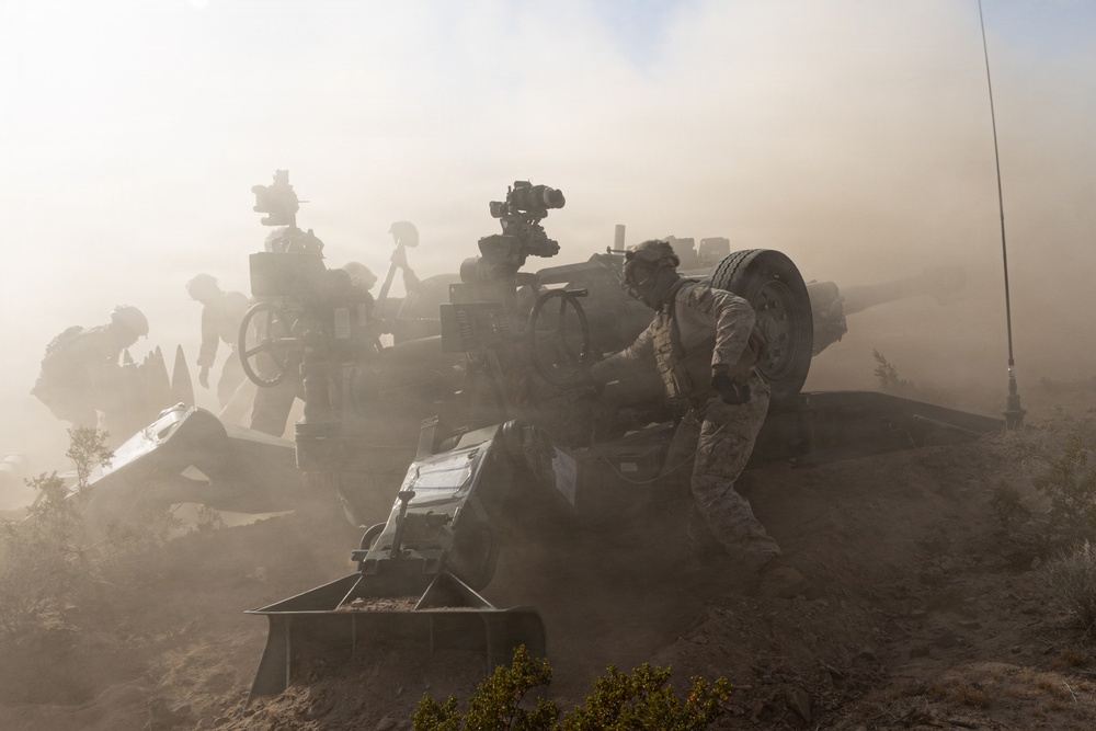 U.S. Marines conduct artillery displacement training