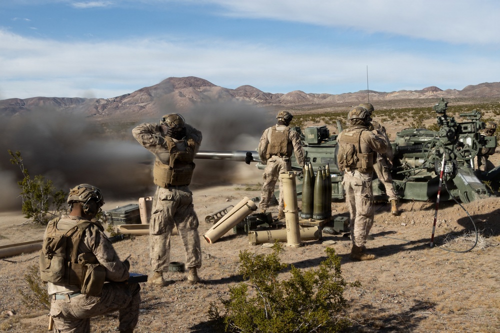 U.S. Marines conduct artillery displacement training
