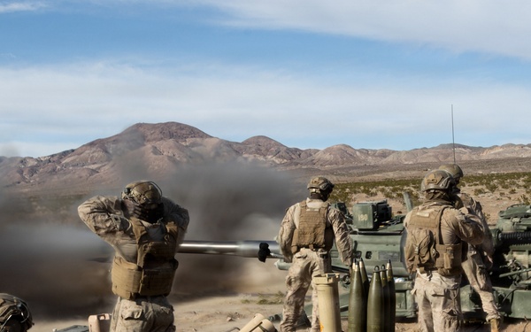 U.S. Marines conduct artillery displacement training