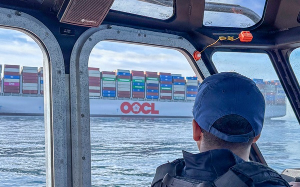 Coast Guard enforces safety zone around container vessel