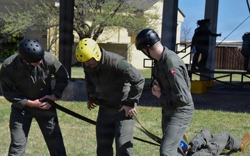 ENJJPT students perform parachute harness training