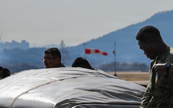 U.S. Marines establish forward arming, refueling point