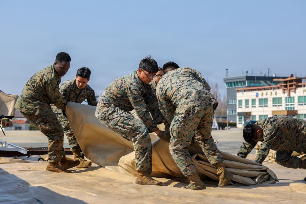 U.S. Marines establish forward arming, refueling point