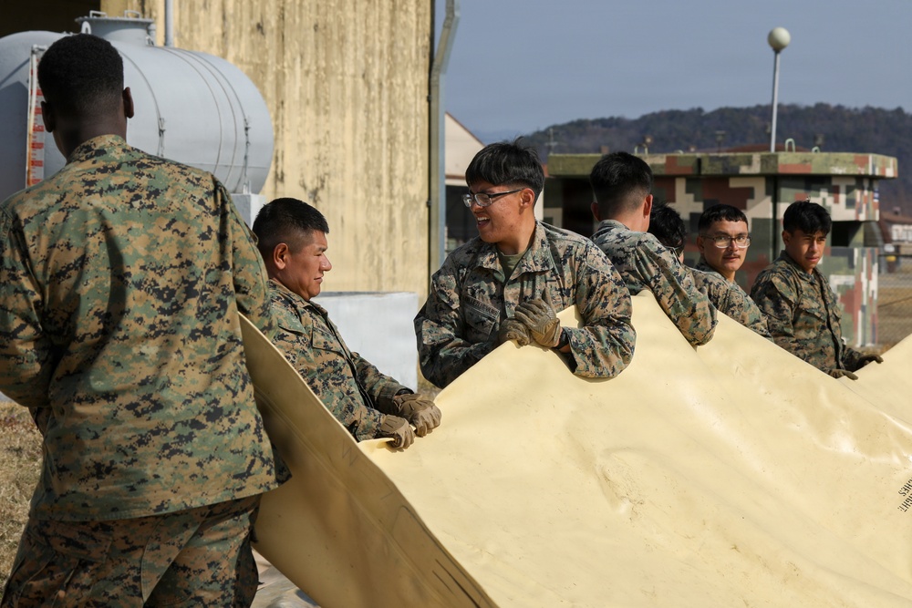 U.S. Marines establish forward arming, refueling point