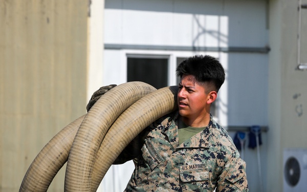 U.S. Marines establish forward arming, refueling point