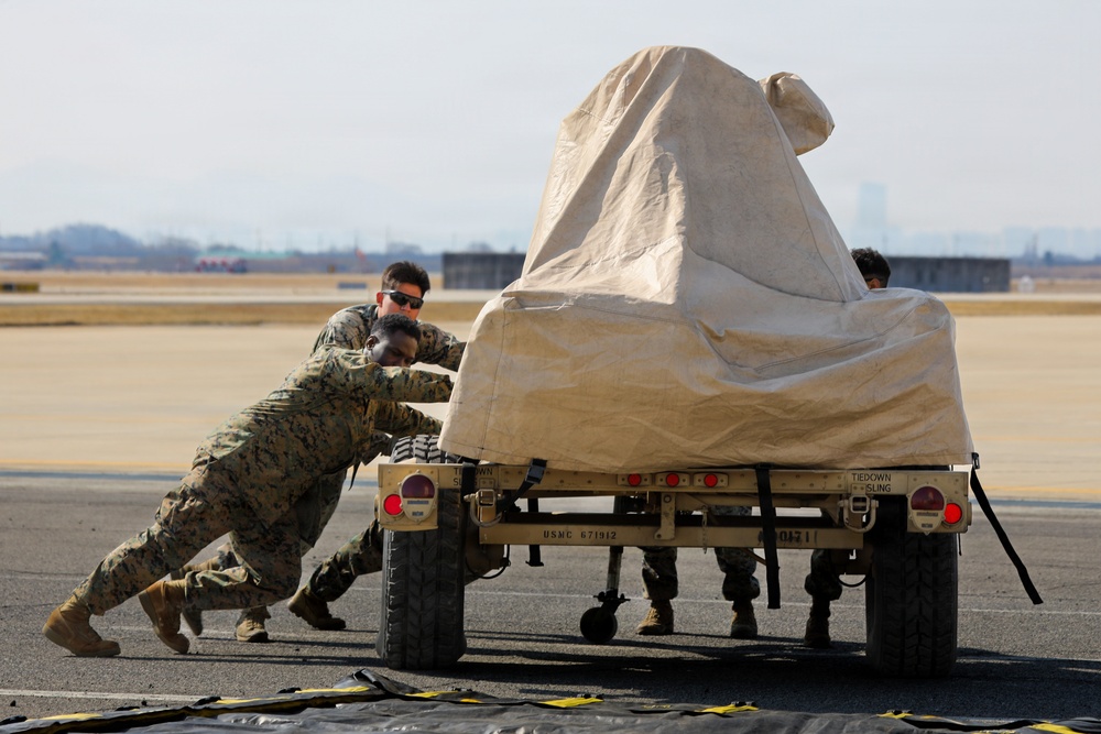 U.S. Marines establish forward arming, refueling point