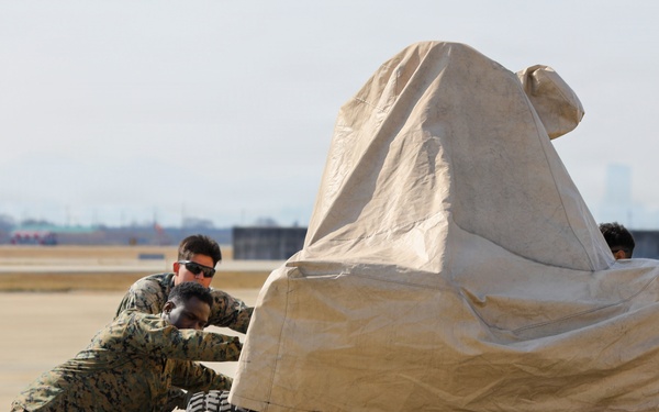 U.S. Marines establish forward arming, refueling point