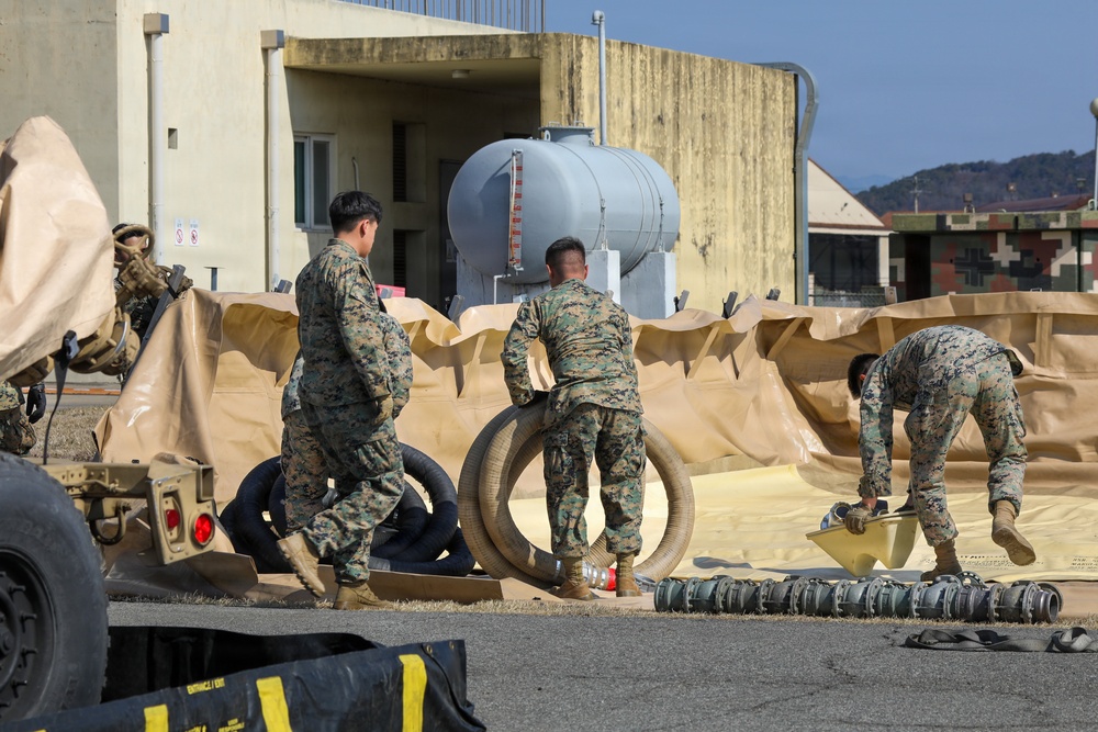 U.S. Marines establish forward arming, refueling point