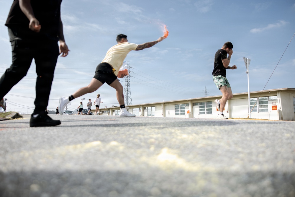 7th Communication Battalion Marines participate in color run at Camp Hansen