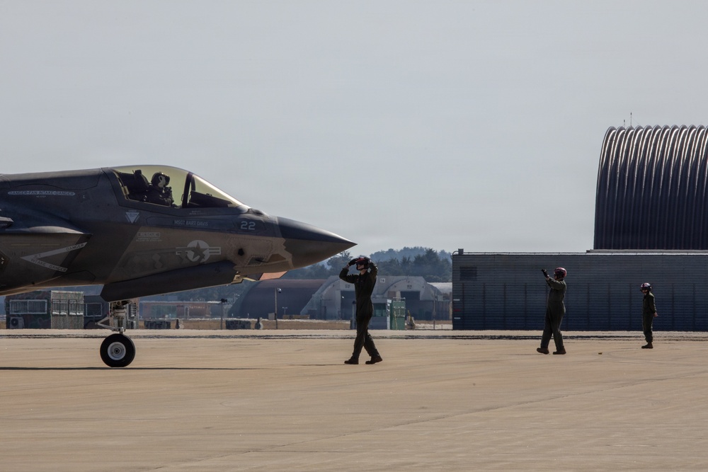 U.S. Marines refuel aircraft at forward arming, refueling point