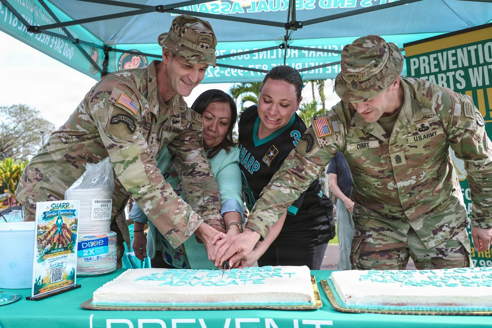 Sexual Assault Awareness Prevention Month kickoff cake cutting for 25th Infantry Division