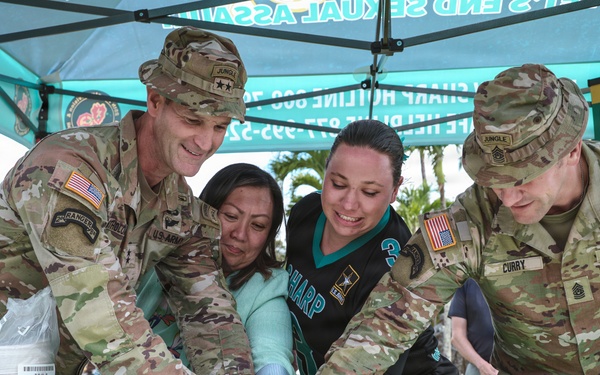 Sexual Assault Awareness Prevention Month kickoff cake cutting for 25th Infantry Division