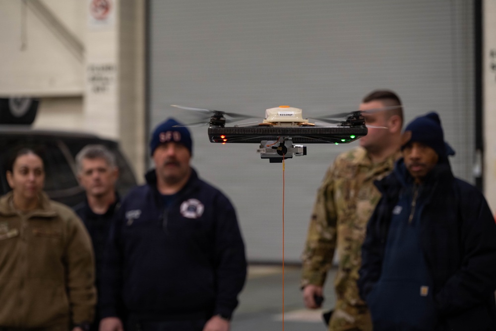 Elevating force protection with tethered drones
