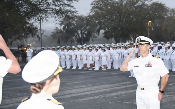 NMRTC Jacksonville and EMF-M conducts a staff dress white uniform inspection at Naval Hospital Jacksonville