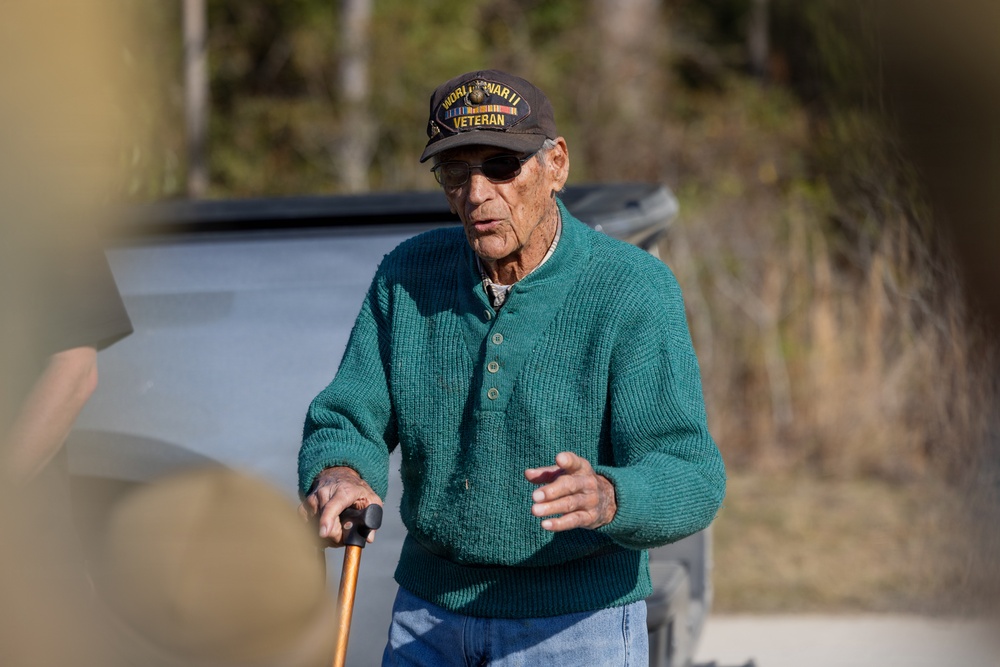 World War II veteran visits Infantry Unit Leaders Course to view Combined Arms Live Fire Exercise