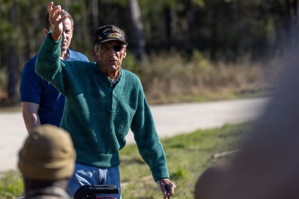 World War II veteran visits Infantry Unit Leaders Course to view Combined Arms Live Fire Exercise