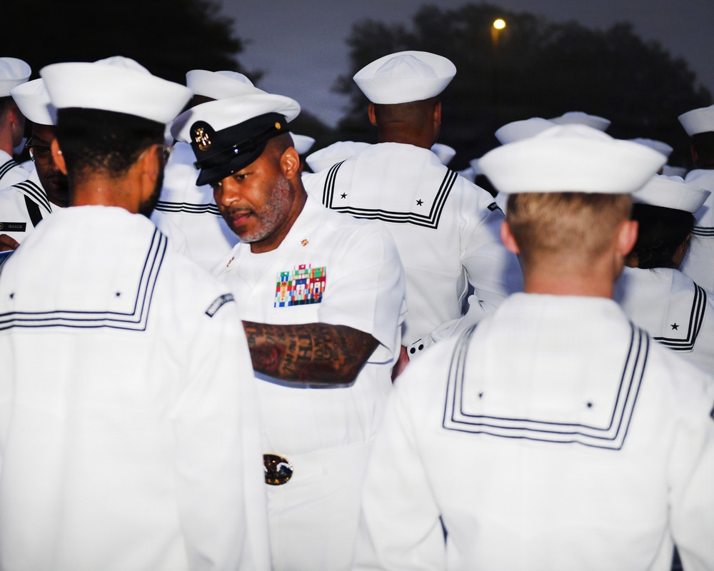 NMRTC Jacksonville and EMF-M conducts a staff dress white uniform inspection at Naval Hospital Jacksonville