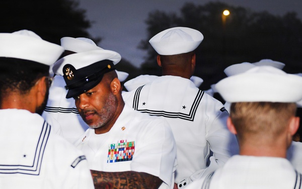 NMRTC Jacksonville and EMF-M conducts a staff dress white uniform inspection at Naval Hospital Jacksonville
