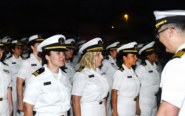 NMRTC Jacksonville and EMF-M conducts a staff dress white uniform inspection at Naval Hospital Jacksonville